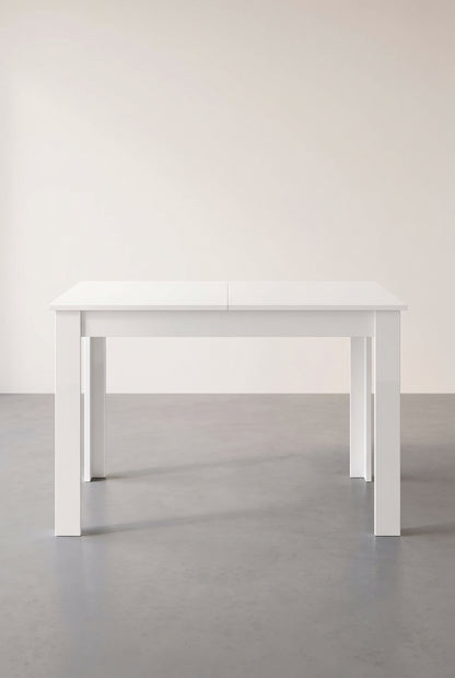 Table à manger extensible blanc brillant 120 à 160 cm, 4 à 6 personnes, vue d'ensemble