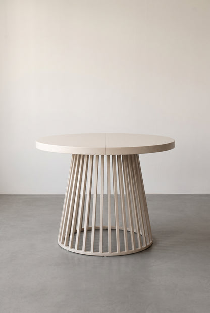 Table ronde extensible 3 positions, 100 à 176 cm, plateau 3 cm, vue d'ensemble