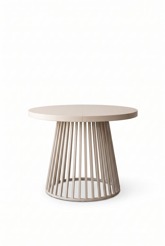 Table ronde extensible 3 positions, 100 à 176 cm, plateau 3 cm, sur fond blanc