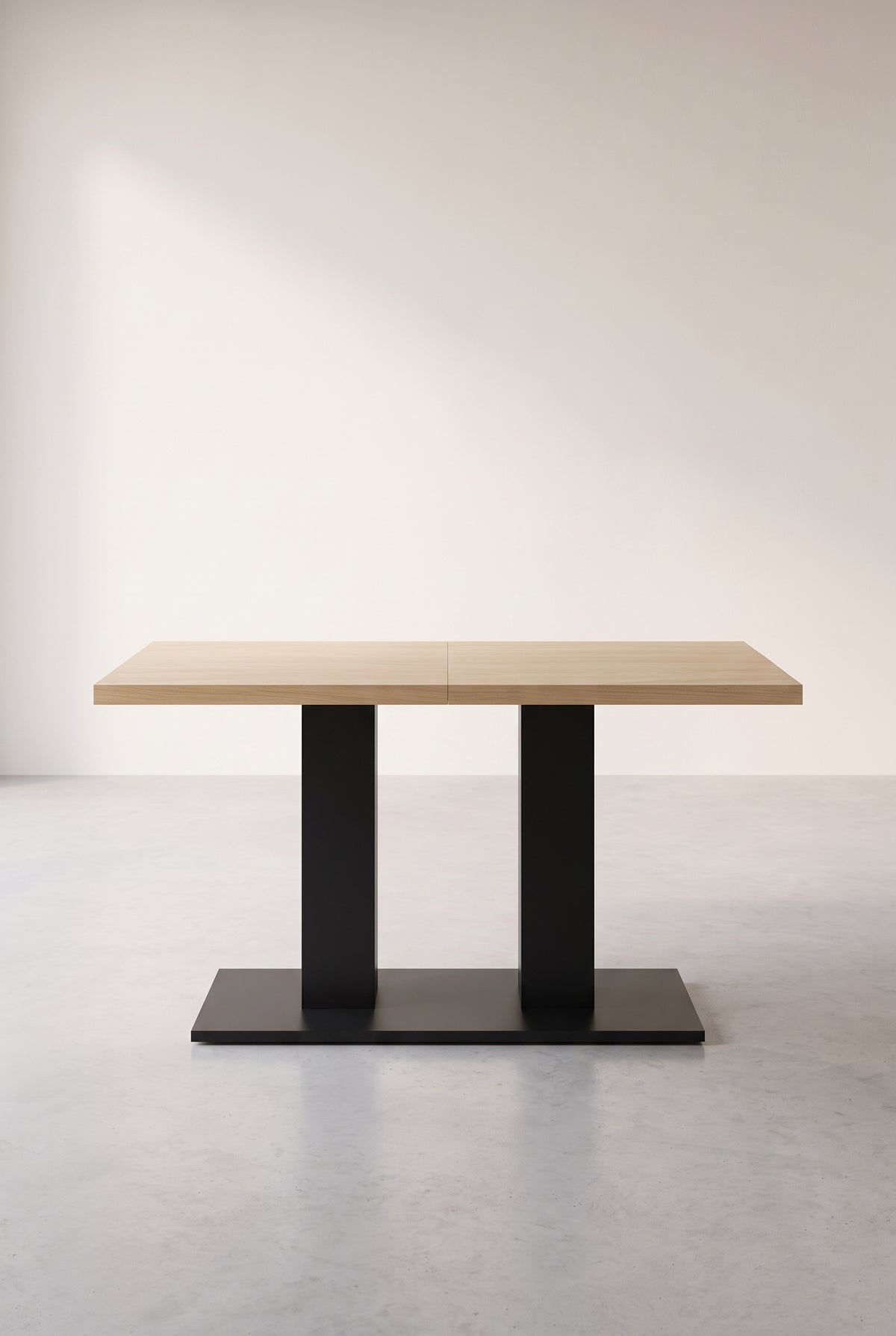 Table à manger extensible bois naturel 140 à 180 cm, plateau 30 mm, vue d'ensemble