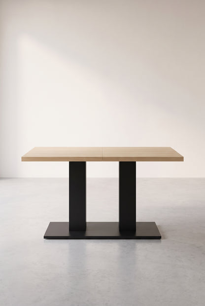 Table à manger extensible bois naturel 140 à 180 cm, plateau 30 mm, vue d'ensemble