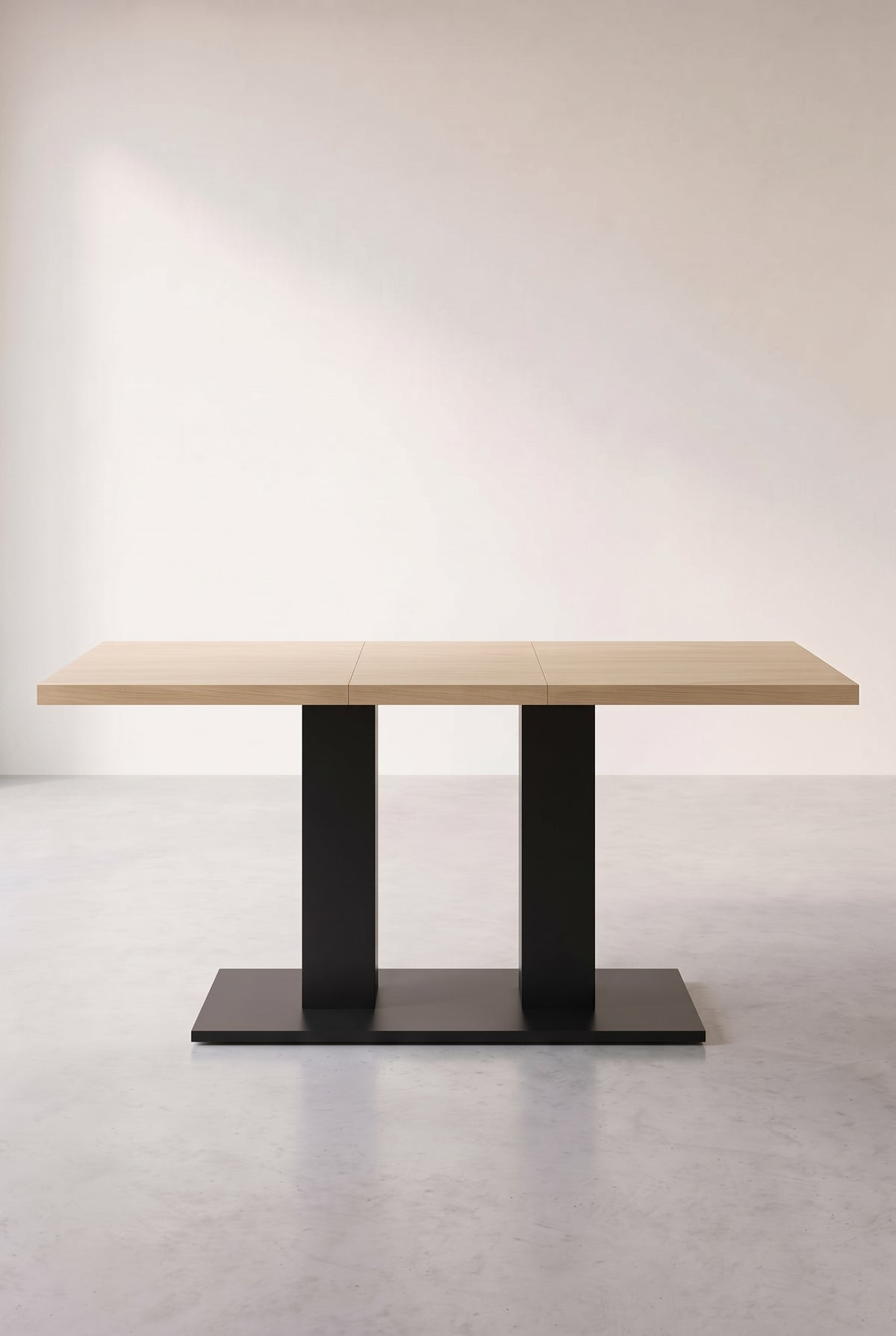 Table à manger extensible bois naturel 140 à 180 cm, plateau 30 mm, dépliée