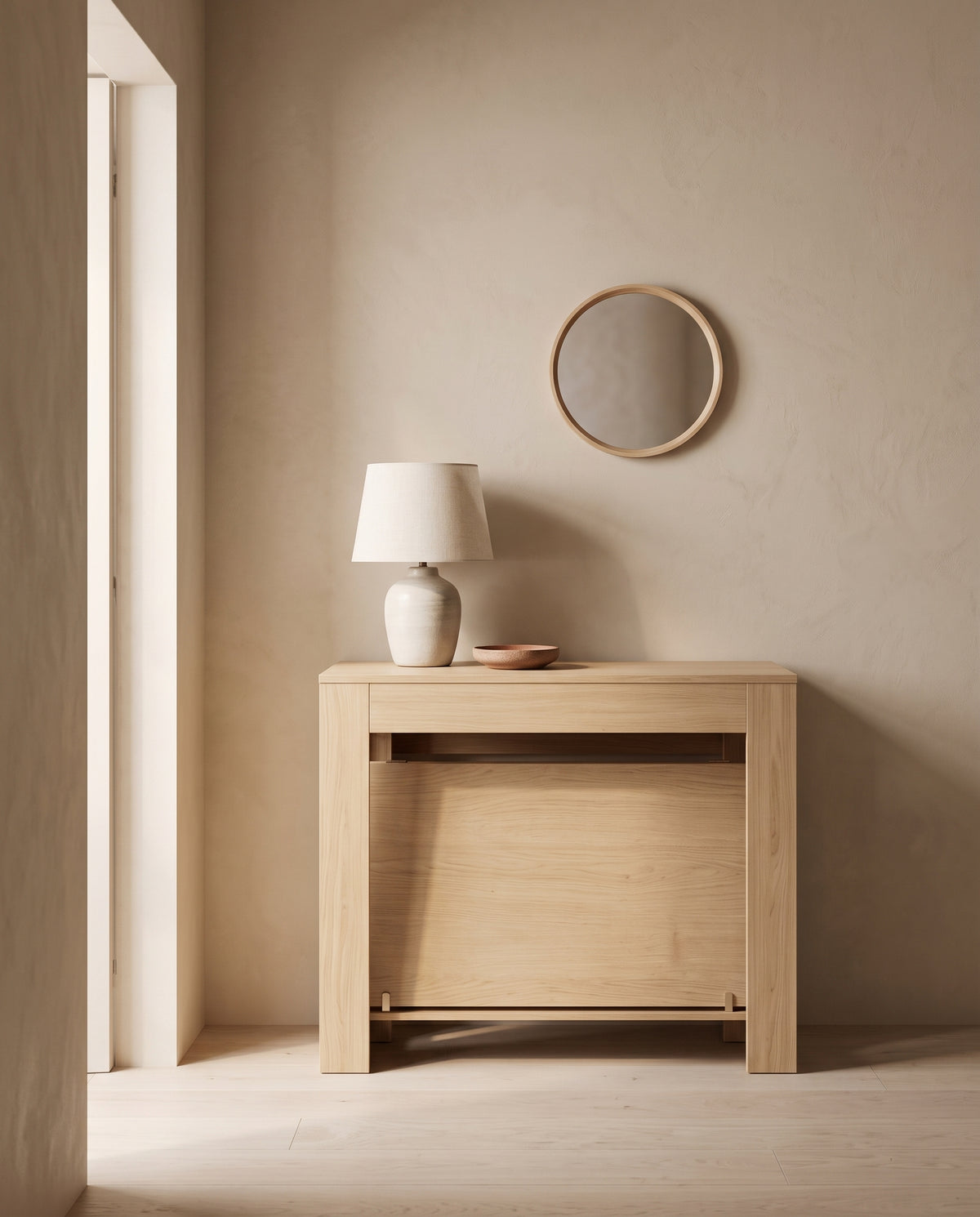 Table console extensible fermée dans une entrée