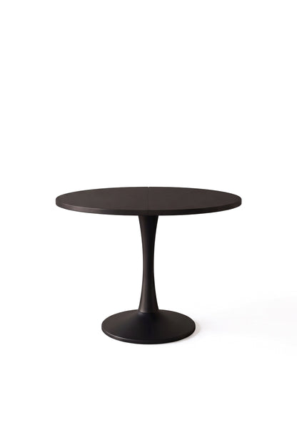 Table ovale extensible noire 100 à 140 cm, mécanisme télescopique, sur fond blanc