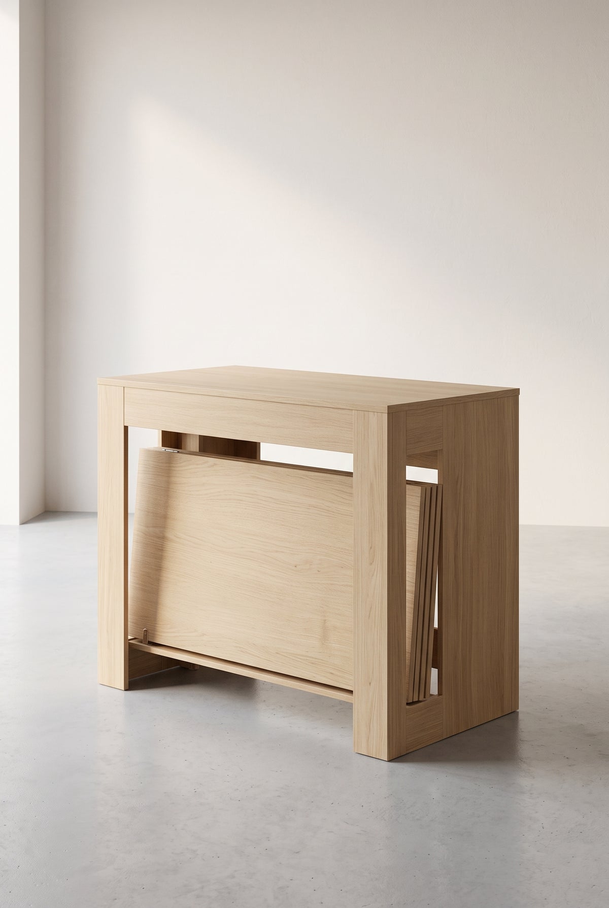 Console extensible 48 à 240 cm, de 2 à 10 personnes, aspect bois clair, vue d'ensemble