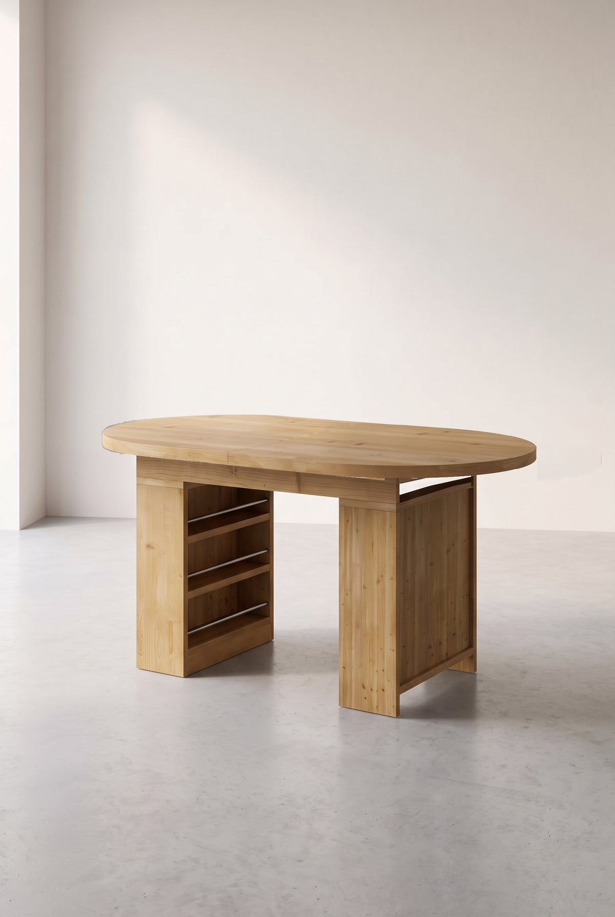 Table à manger extensible ovale 150 à 200 cm, rallonge intégrée, fermée
