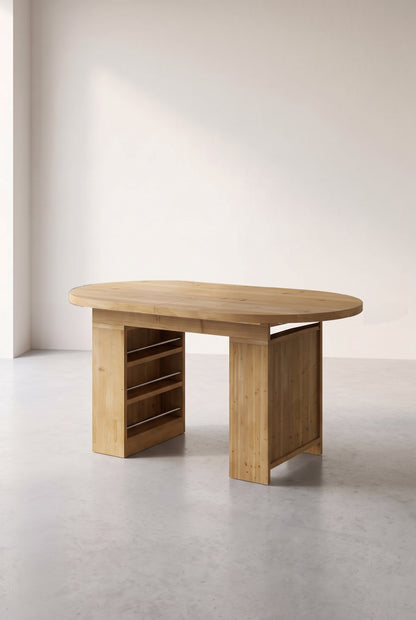 Table à manger extensible ovale 150 à 200 cm, rallonge intégrée, fermée
