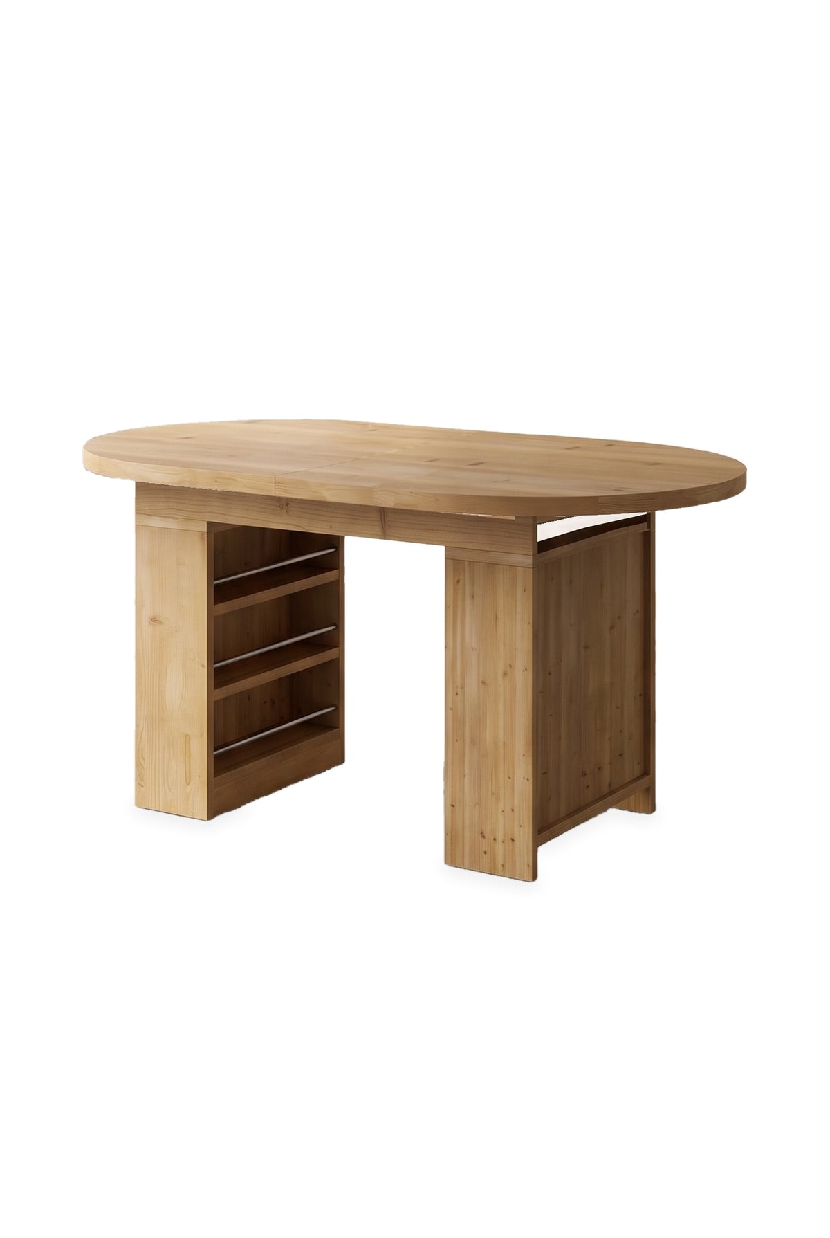 Table à manger extensible ovale 150 à 200 cm, rallonge intégrée, sur fond blanc