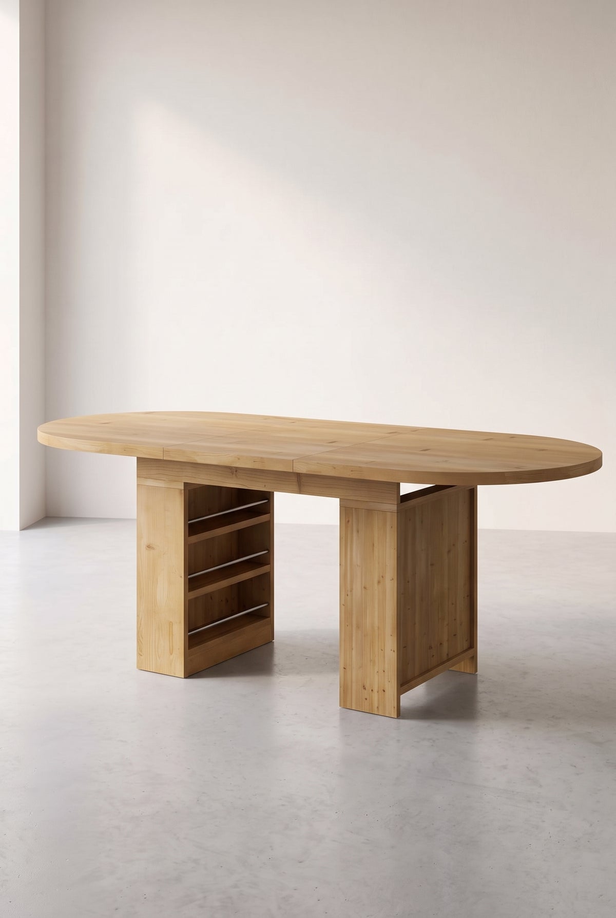 Table à manger extensible ovale 150 à 200 cm, rallonge intégrée, dépliée